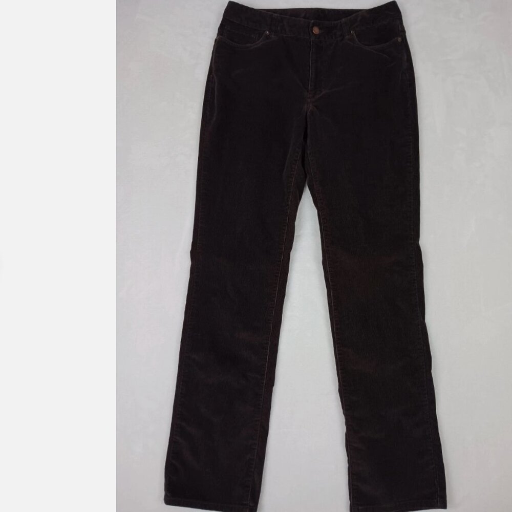 L.L. Bean's Women's Five-Pocket Straight Leg Corduroy Pants Chocolate Brown 14